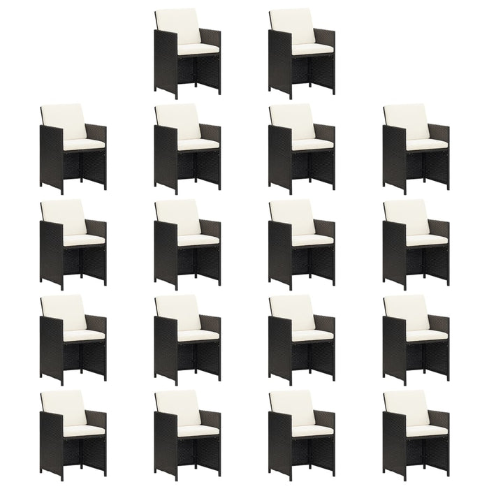 Set mobilier de grădină cu perne, 19 piese, negru, poliratan - WALTI WALTI