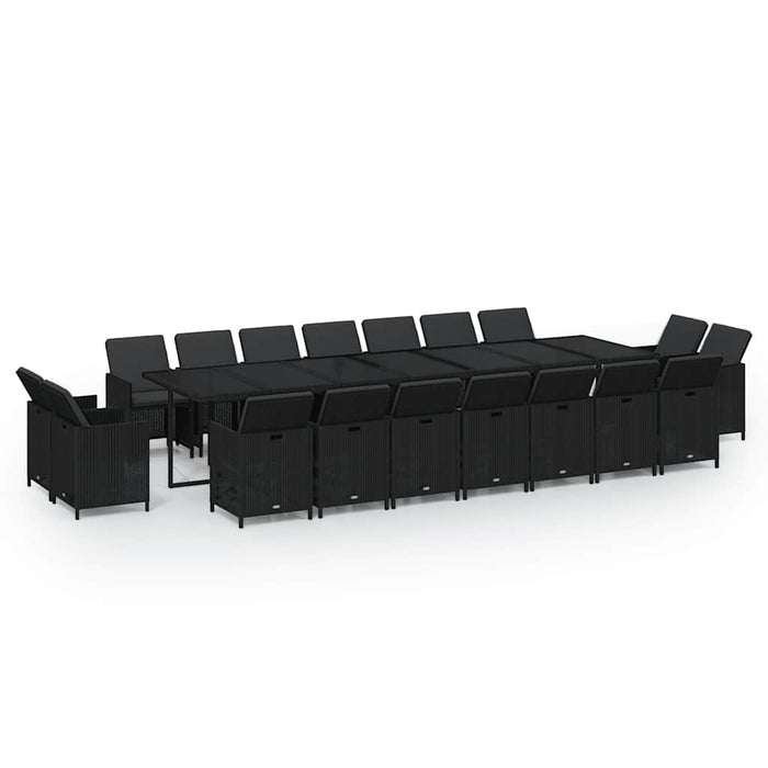 Set mobilier de grădină cu perne, 19 piese, negru, poliratan - WALTI WALTI