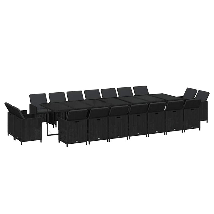 Set mobilier de grădină cu perne, 19 piese, negru, poliratan - WALTI WALTI