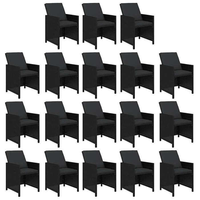 Set mobilier de grădină cu perne, 19 piese, negru, poliratan - WALTI WALTI