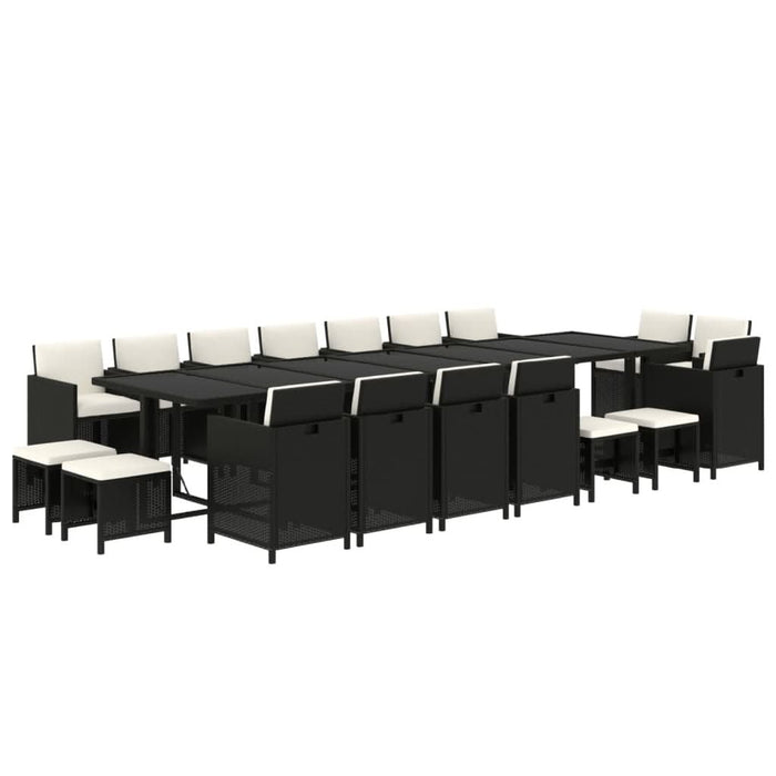 Set mobilier de grădină cu perne, 19 piese, negru, poliratan - WALTI WALTI