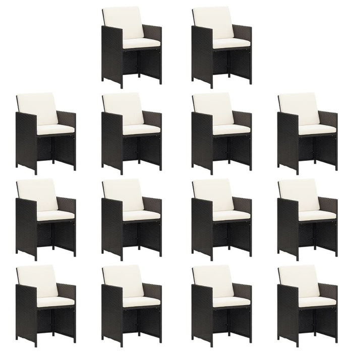 Set mobilier de grădină cu perne, 19 piese, negru, poliratan - WALTI WALTI
