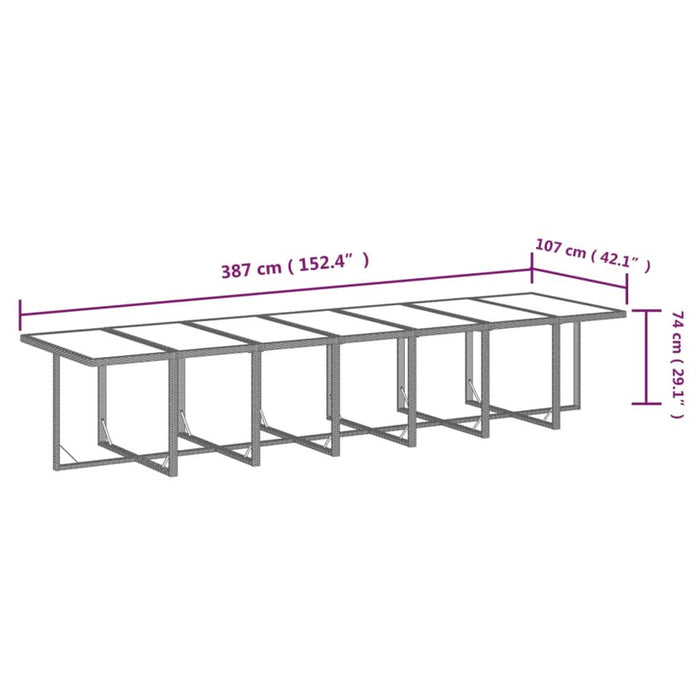 Set mobilier de grădină cu perne, 19 piese, negru, poliratan - WALTI WALTI