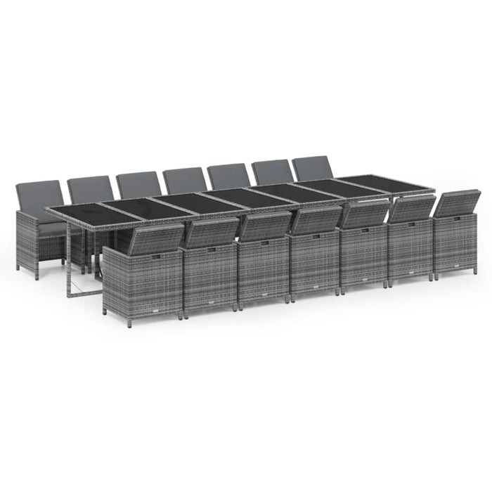 Set mobilier de grădină cu perne, 15 piese, gri, poliratan - WALTI WALTI