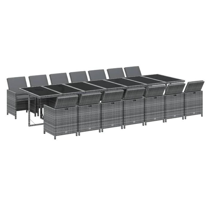 Set mobilier de grădină cu perne, 15 piese, gri, poliratan - WALTI WALTI