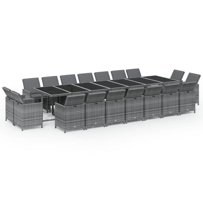 Set mobilier grădină cu perne, 19 piese, gri, poliratan - WALTI WALTI