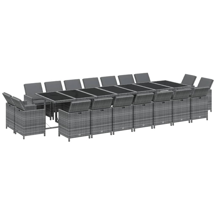 Set mobilier grădină cu perne, 19 piese, gri, poliratan - WALTI WALTI