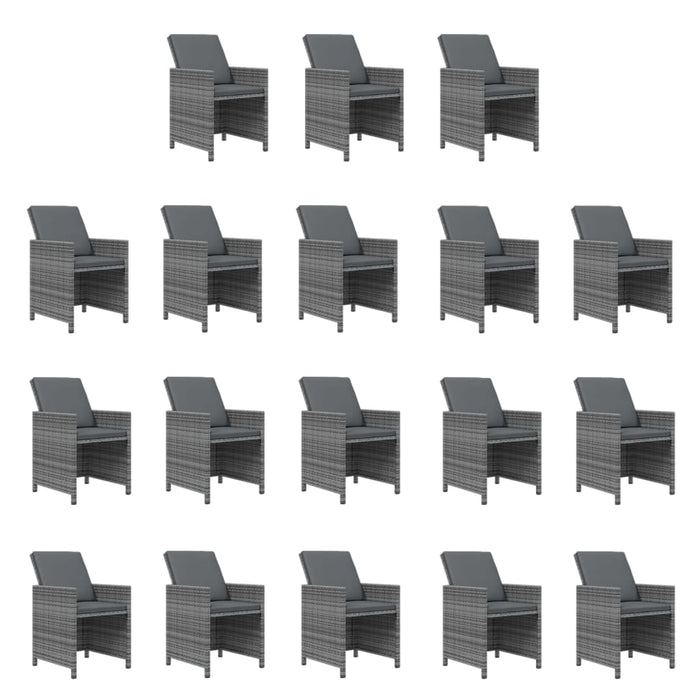 Set mobilier grădină cu perne, 19 piese, gri, poliratan - WALTI WALTI