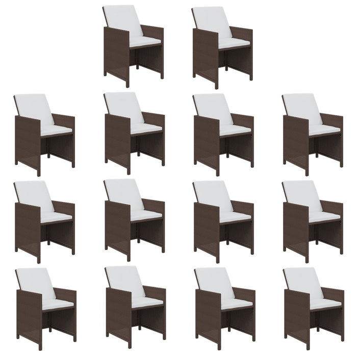 Set mobilier de grădină cu perne, 19 piese, maro, poliratan - WALTI WALTI