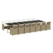 Set mobilier de exterior cu perne, 15 piese, bej, poliratan - WALTI WALTI