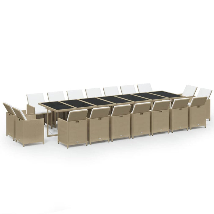 Set mobilier de grădină cu perne, 19 piese, bej, poliratan - WALTI WALTI