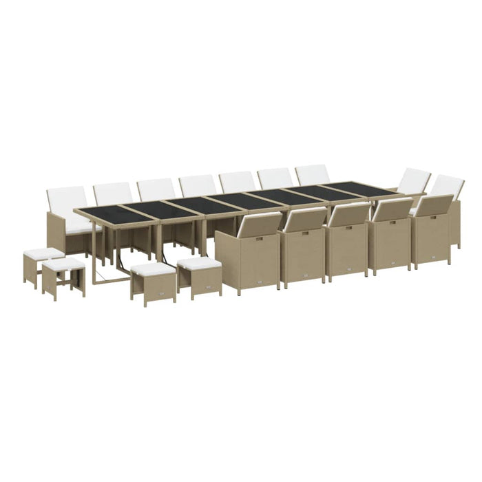 Set mobilier de grădină cu perne, 19 piese, bej, poliratan - WALTI WALTI
