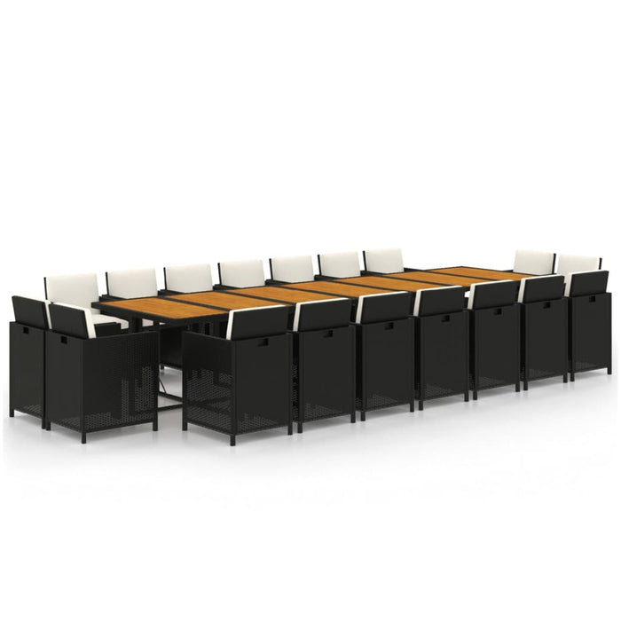 Set mobilier de grădină cu perne, 19 piese, negru, poliratan - WALTI WALTI