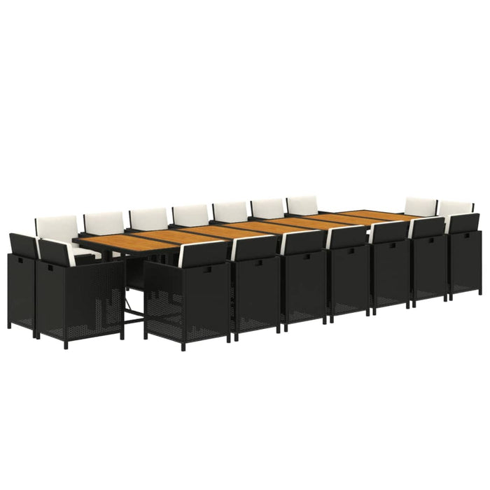 Set mobilier de grădină cu perne, 19 piese, negru, poliratan - WALTI WALTI