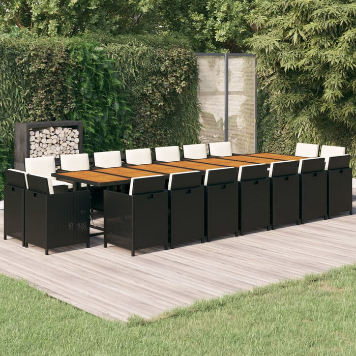 Set mobilier de grădină cu perne, 19 piese, negru, poliratan - WALTI WALTI