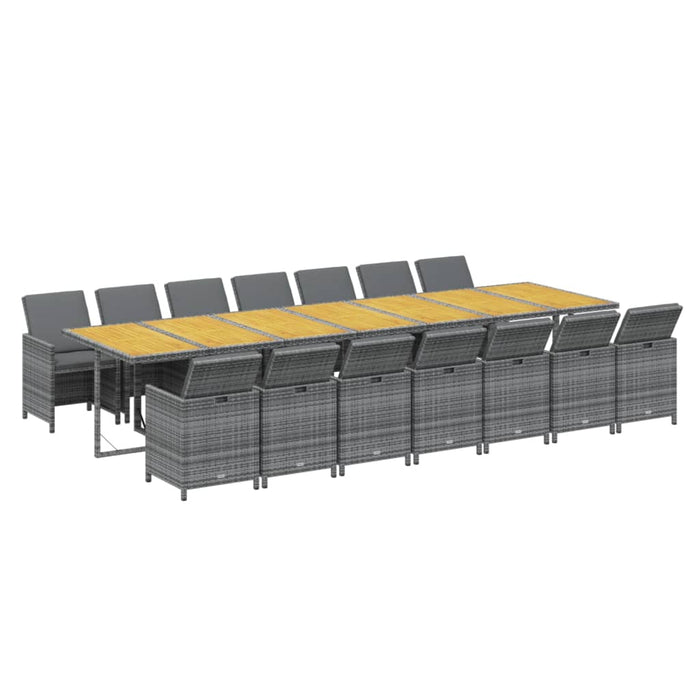Set mobilier de grădină cu perne, 15 piese, gri, poliratan - WALTI WALTI