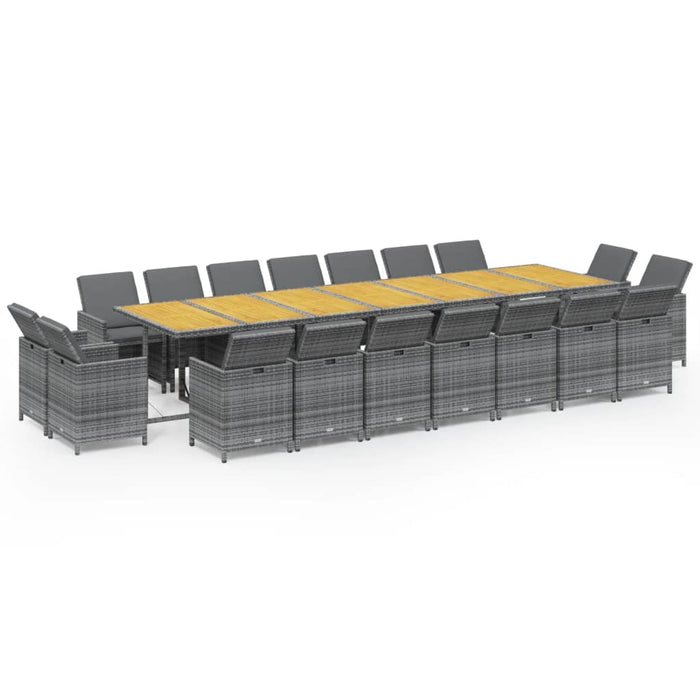 Set mobilier de grădină cu perne, 19 piese, gri, poliratan - WALTI WALTI