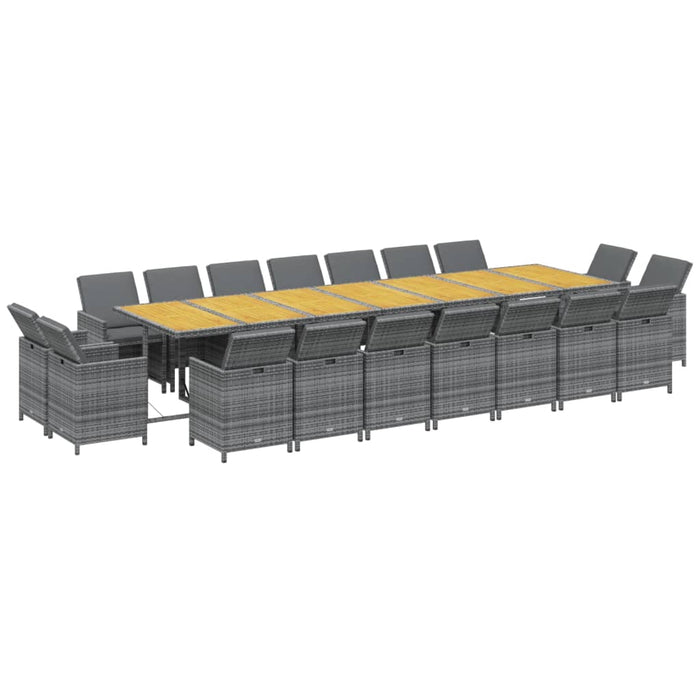 Set mobilier de grădină cu perne, 19 piese, gri, poliratan - WALTI WALTI