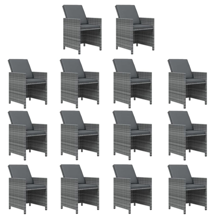 Set mobilier de grădină cu perne, 19 piese, gri, poliratan - WALTI WALTI