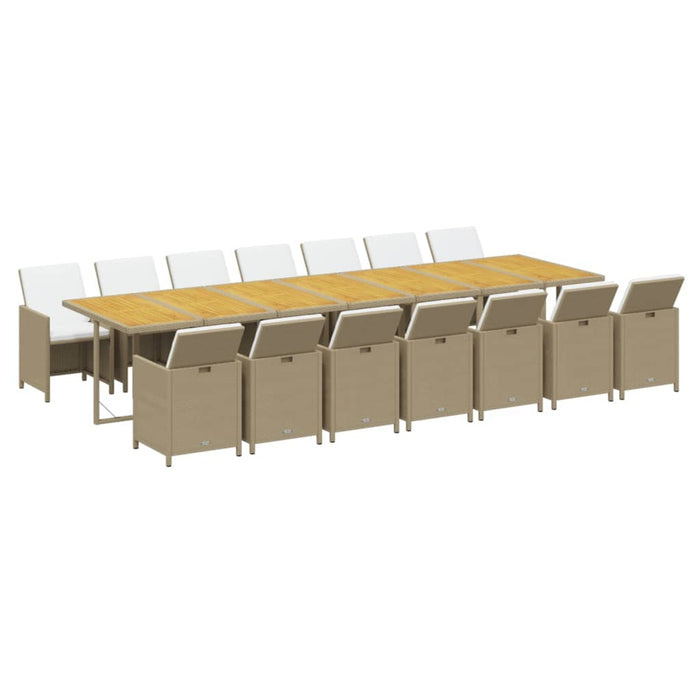 Set mobilier de grădină cu perne, 15 piese, bej, poliratan WALTI