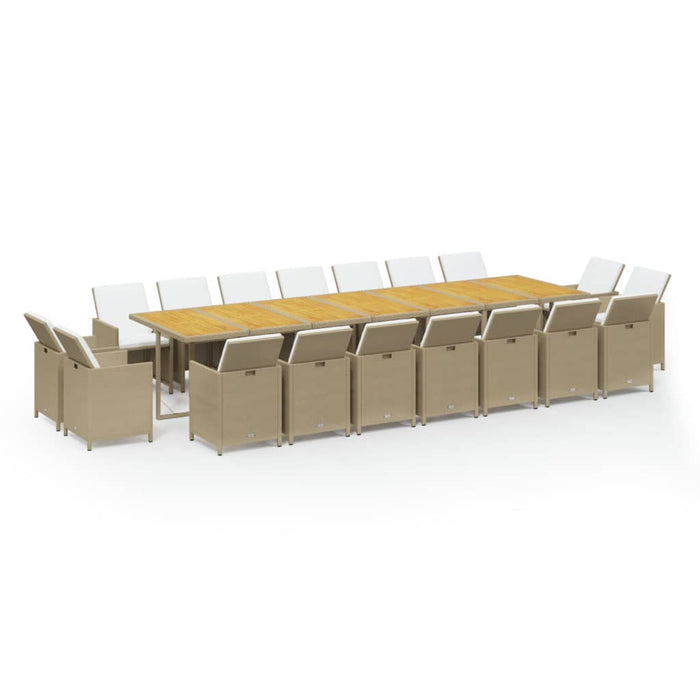 Set mobilier de grădină cu perne, 19 piese, bej, poliratan - WALTI WALTI