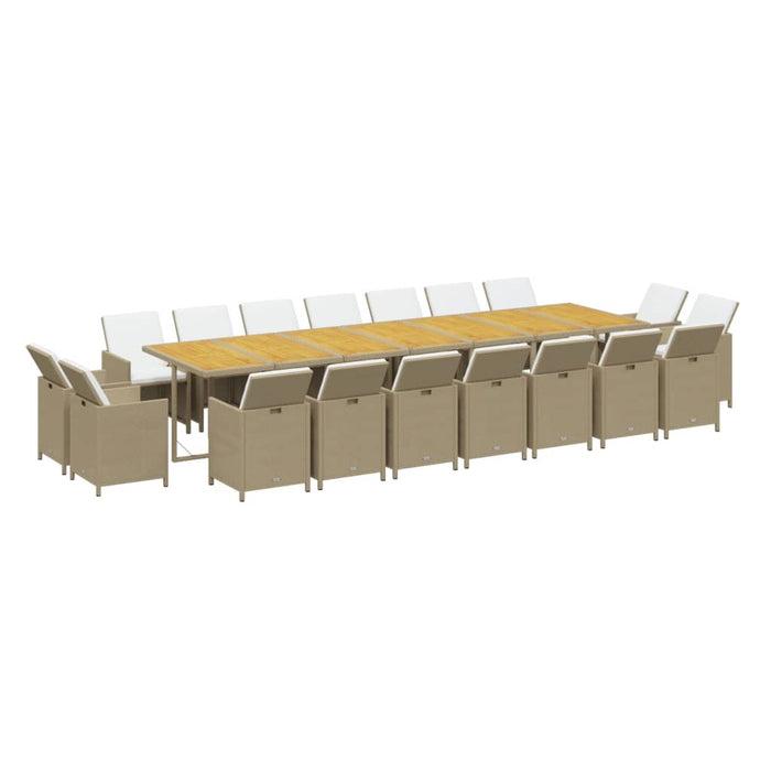 Set mobilier de grădină cu perne, 19 piese, bej, poliratan - WALTI WALTI
