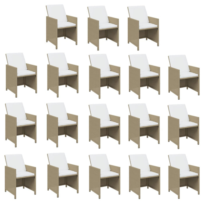 Set mobilier de grădină cu perne, 19 piese, bej, poliratan - WALTI WALTI