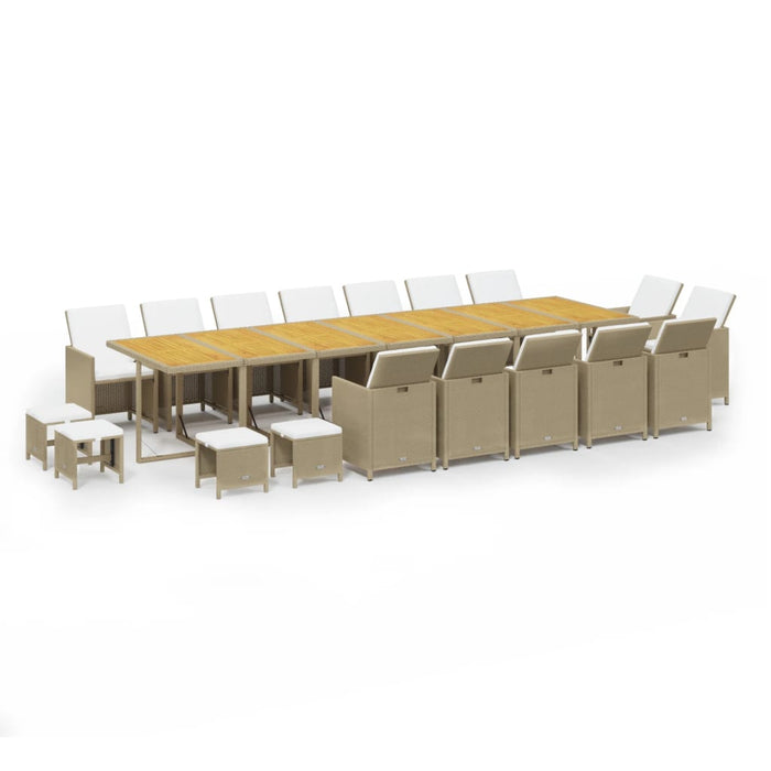 Set mobilier de grădină cu perne, 19 piese, bej, poliratan - WALTI WALTI
