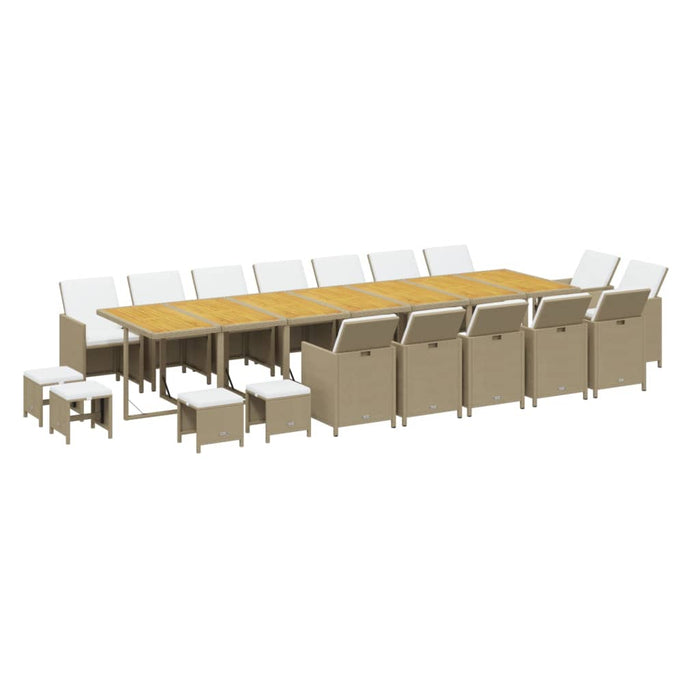 Set mobilier de grădină cu perne, 19 piese, bej, poliratan - WALTI WALTI