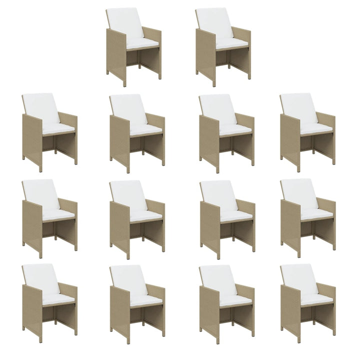 Set mobilier de grădină cu perne, 19 piese, bej, poliratan - WALTI WALTI