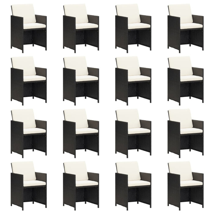 Set mobilier de grădină cu perne, 17 piese, negru, poliratan - WALTI WALTI