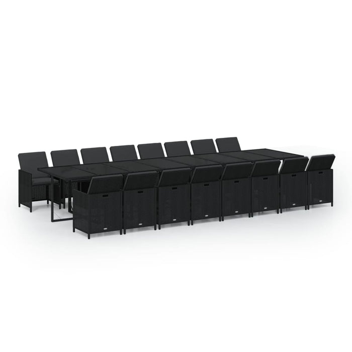 Set mobilier de grădină cu perne, 17 piese, negru, poliratan - WALTI WALTI