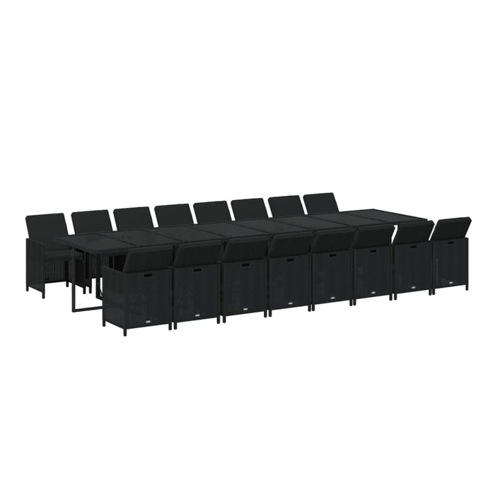 Set mobilier de grădină cu perne, 17 piese, negru, poliratan - WALTI WALTI