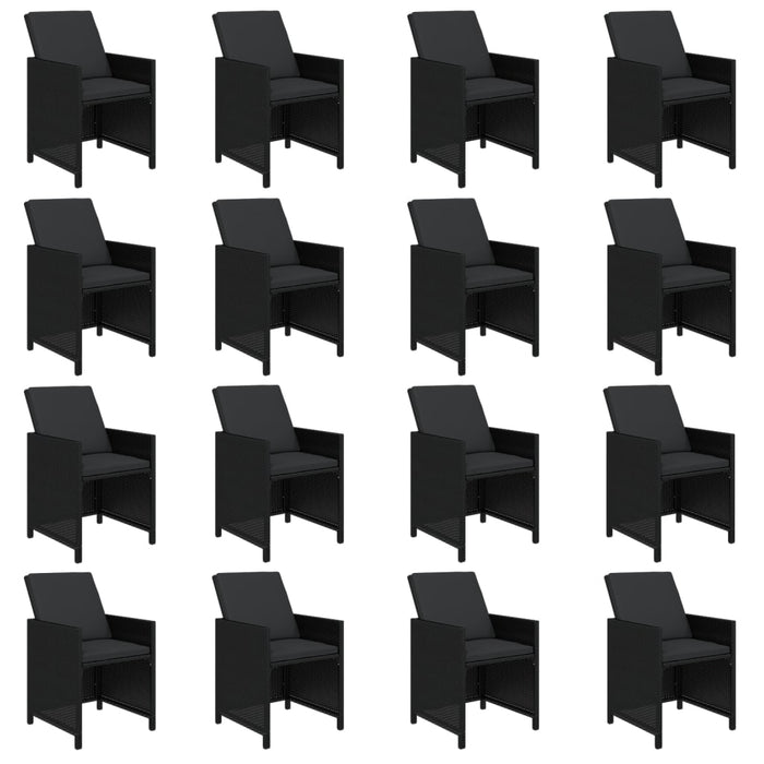 Set mobilier de grădină cu perne, 17 piese, negru, poliratan - WALTI WALTI