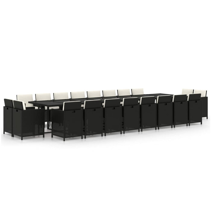 Set mobilier de grădină cu perne, 21 piese, negru, poliratan - WALTI WALTI