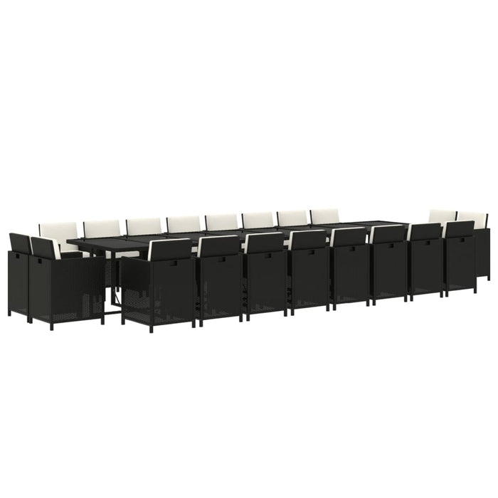 Set mobilier de grădină cu perne, 21 piese, negru, poliratan - WALTI WALTI