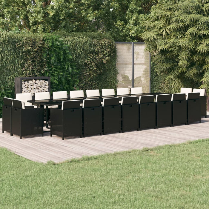 Set mobilier de grădină cu perne, 21 piese, negru, poliratan - WALTI WALTI