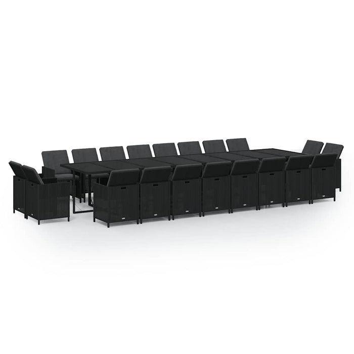 Set mobilier de grădină cu perne, 21 piese, negru, poliratan - WALTI WALTI