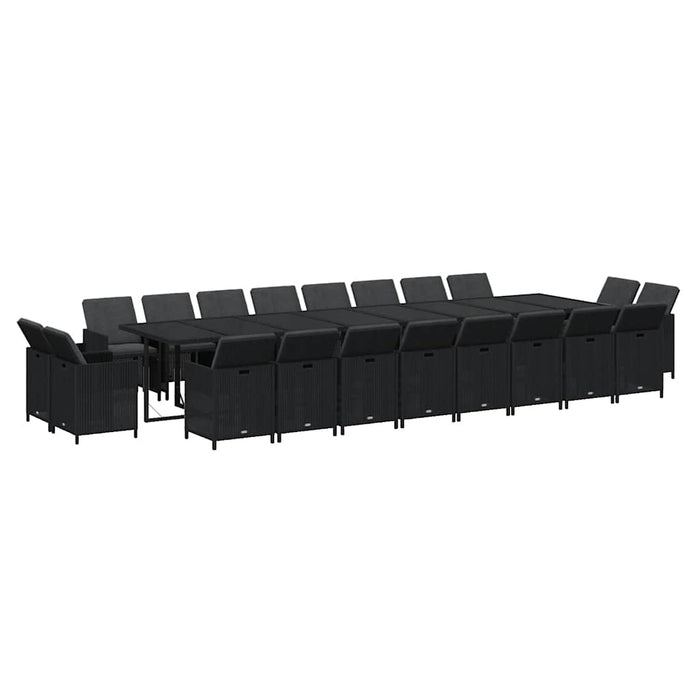 Set mobilier de grădină cu perne, 21 piese, negru, poliratan - WALTI WALTI