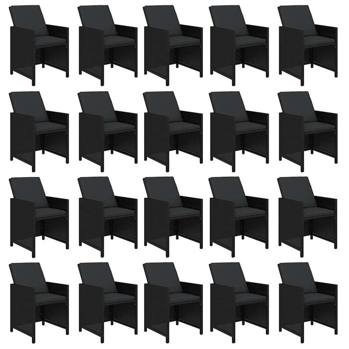 Set mobilier de grădină cu perne, 21 piese, negru, poliratan - WALTI WALTI