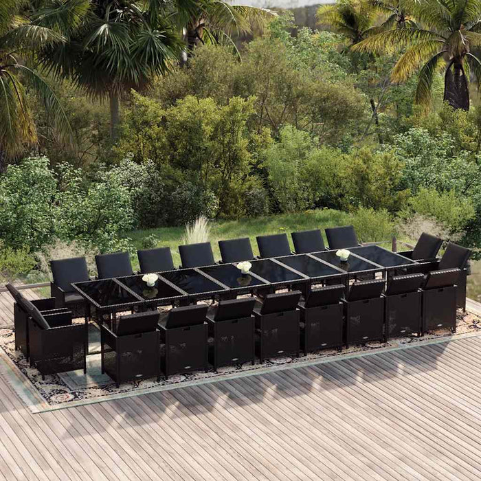 Set mobilier de grădină cu perne, 21 piese, negru, poliratan - WALTI WALTI