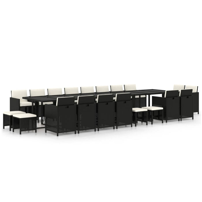 Set mobilier de grădină cu perne, 21 piese, negru, poliratan - WALTI WALTI