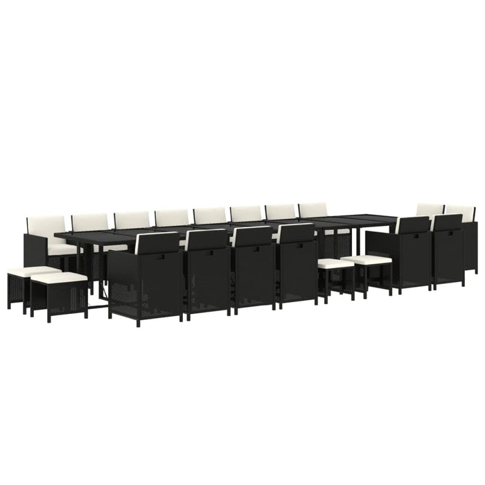 Set mobilier de grădină cu perne, 21 piese, negru, poliratan - WALTI WALTI