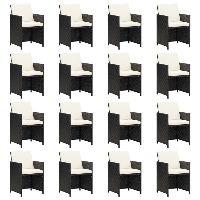 Set mobilier de grădină cu perne, 21 piese, negru, poliratan - WALTI WALTI
