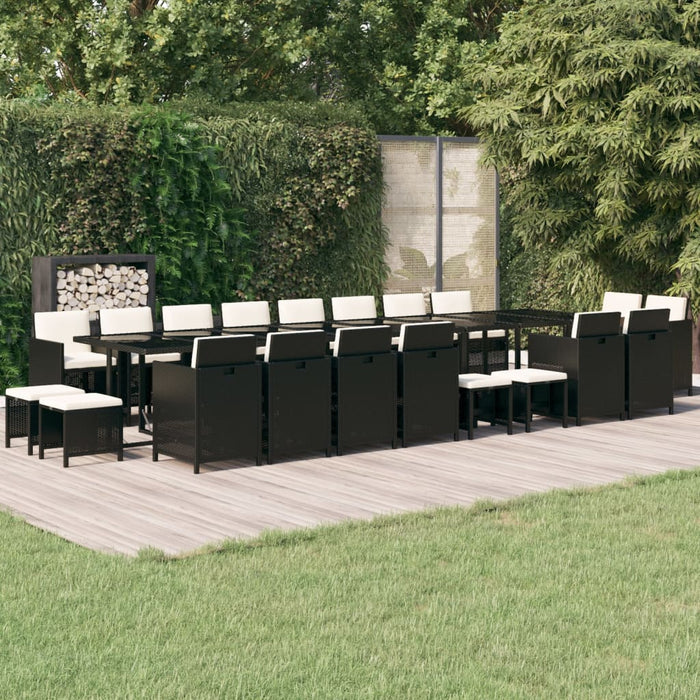 Set mobilier de grădină cu perne, 21 piese, negru, poliratan - WALTI WALTI