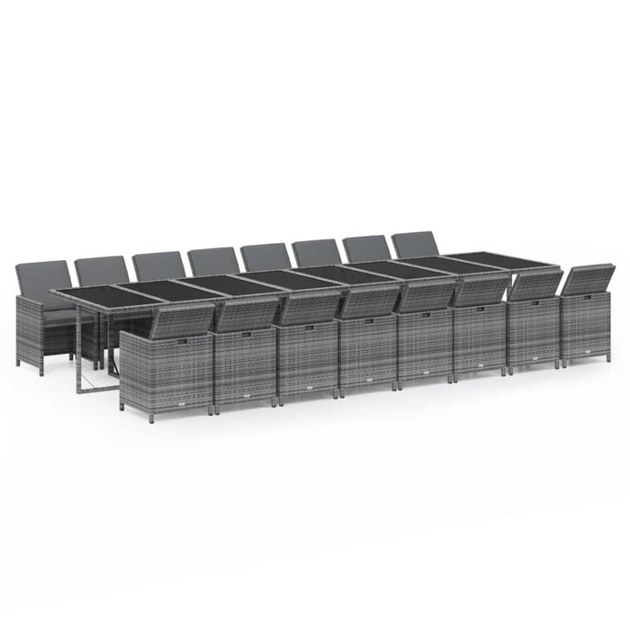 Set mobilier de grădină cu perne, 17 piese, gri, poliratan - WALTI WALTI