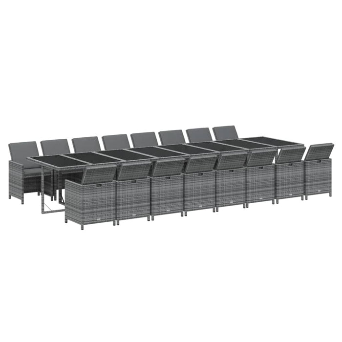 Set mobilier de grădină cu perne, 17 piese, gri, poliratan - WALTI WALTI