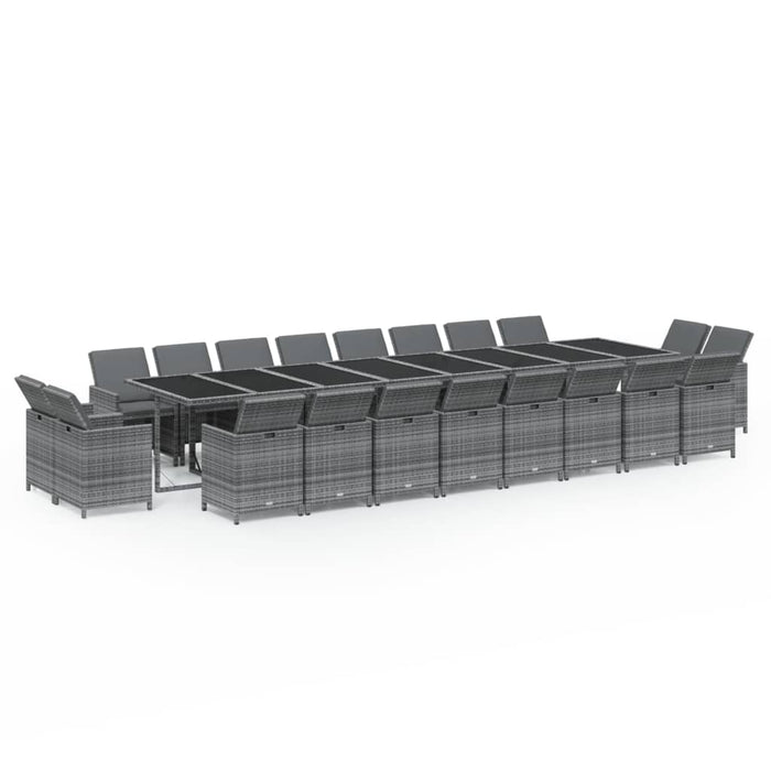 Set mobilier de grădină cu perne, 21 piese, gri, poliratan - WALTI WALTI