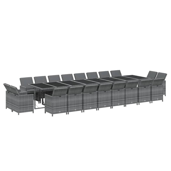 Set mobilier de grădină cu perne, 21 piese, gri, poliratan - WALTI WALTI