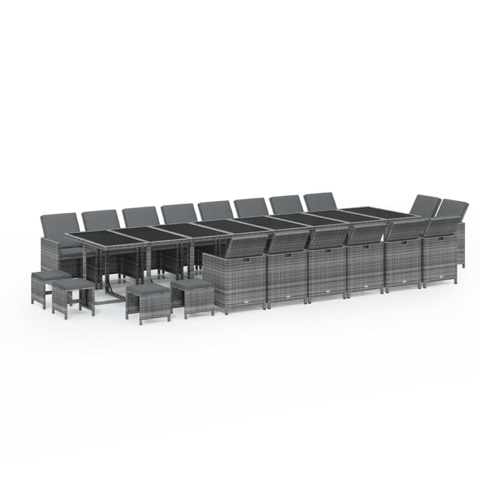 Set mobilier de grădină cu perne, 21 piese, gri, poliratan - WALTI WALTI